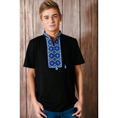 Embroidered t-shirt for men "Otaman" blue on black